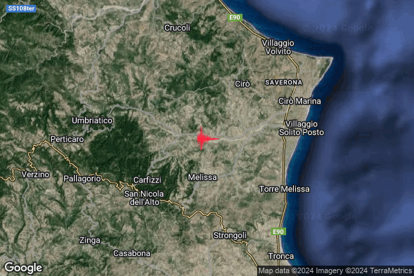 Lieve Terremoto M2.2 epicentro 4 km N Melissa (KR) alle 18:17:08 (16:17:08 UTC)