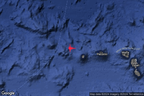 Lieve Terremoto M2.0 epicentro Isole Eolie (Messina) alle 01:12:36 (23:12:36 UTC)