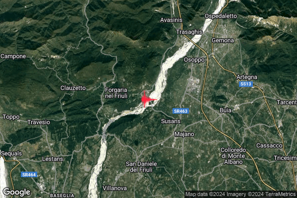 Lieve Terremoto M2.0 epicentro 4 km E Forgaria nel Friuli (UD) alle 18:11:34 (16:11:34 UTC)