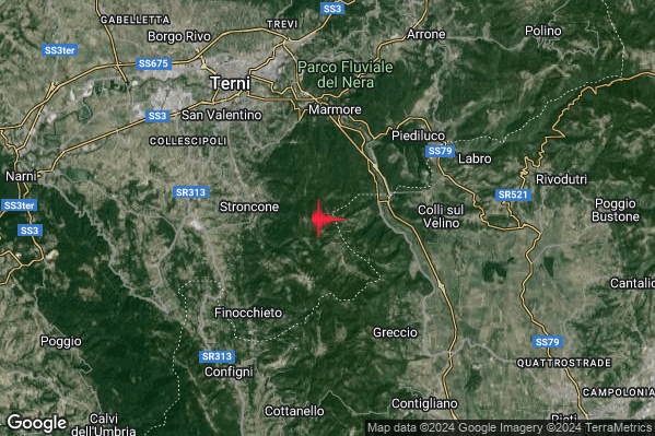 Lieve Terremoto M2.1 epicentro 4 km E Stroncone (TR) alle 11:27:50 (09:27:50 UTC)