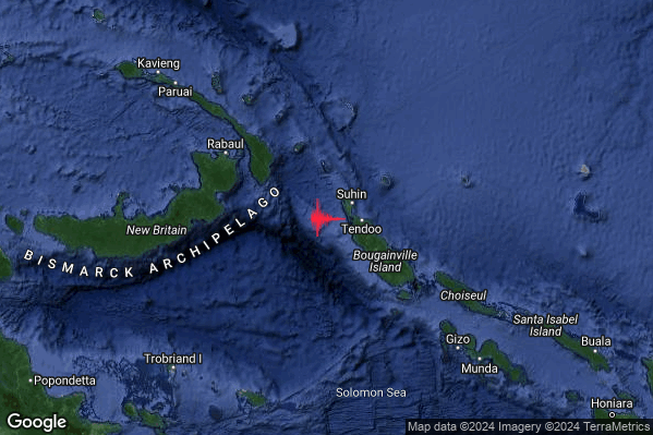 Violento Terremoto M5.8 epicentro Papua New Guinea [Sea] alle 18:28:43 (16:28:43 UTC)