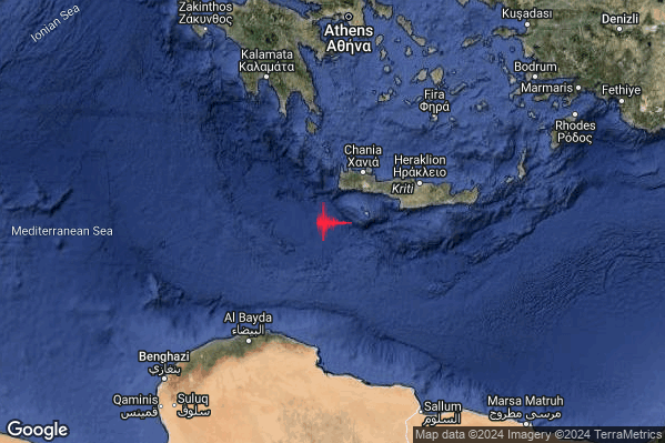 Forte Terremoto M4.8 epicentro Crete Greece [Sea: Greece] alle 08:09:21 (06:09:21 UTC)