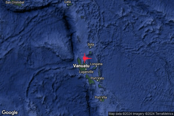 Estremo Terremoto M6.4 epicentro Vanuatu Islands [Sea: Vanuatu] alle 10:03:39 (08:03:39 UTC)