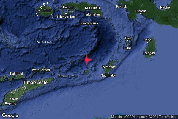 Violento Terremoto M5.8 epicentro Indonesia [Sea] alle 11:54:53 (09:54:53 UTC)