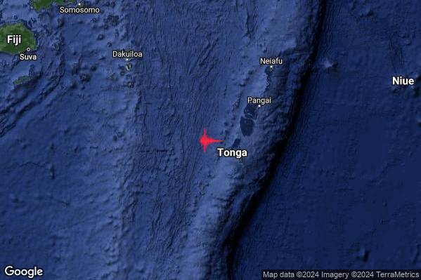 Violento Terremoto M5.9 epicentro Tonga Islands [Sea: Tonga] alle 15:00:45 (13:00:45 UTC)