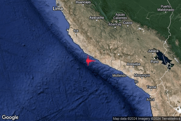 Violento Terremoto M6.1 epicentro Peru (Peruvian point of view) [Sea] alle 09:05:33 (07:05:33 UTC)