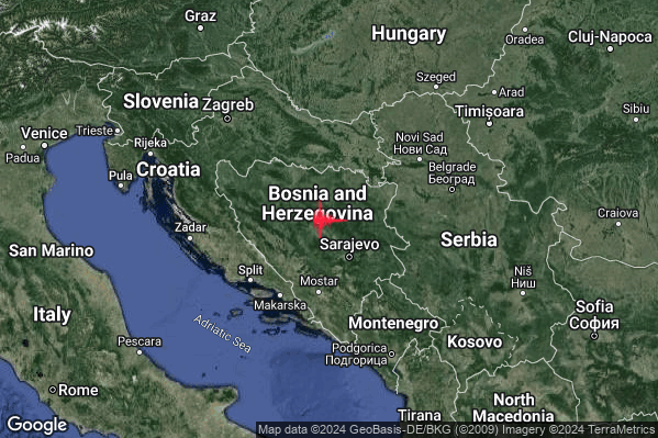 Moderato Terremoto M3.5 epicentro Bosnia and Herz. [Land] alle 12:19:36 (10:19:36 UTC)