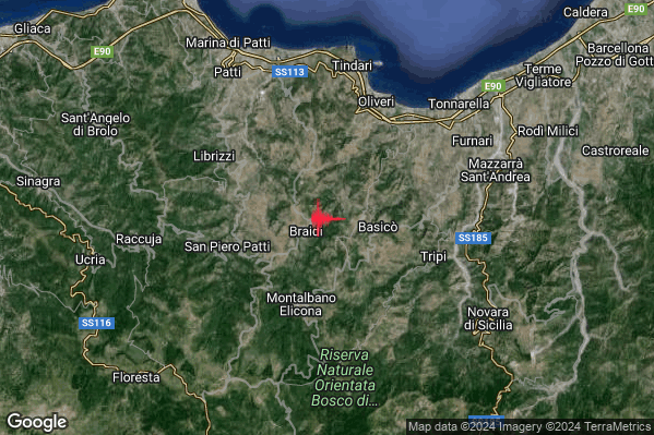 Debole Terremoto M2.5 epicentro 3 km W Basico (ME) alle 20:37:36 (18:37:36 UTC)