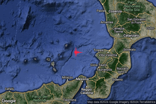 Debole Terremoto M2.5 epicentro Tirreno Meridionale (MARE) alle 11:14:41 (09:14:41 UTC)