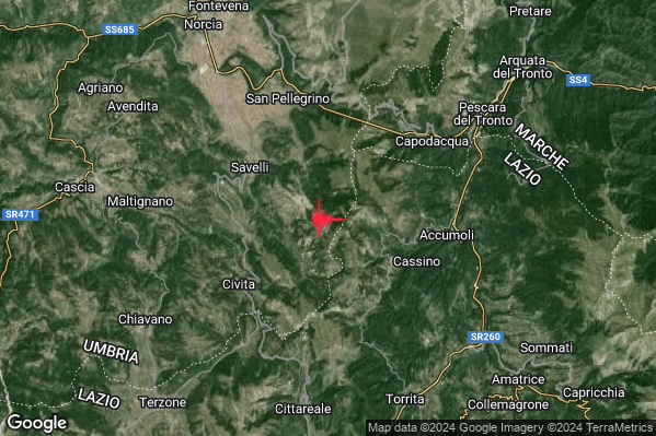 Lieve Terremoto M2.2 epicentro 6 km W Accumoli (RI) alle 10:53:53 (08:53:53 UTC)