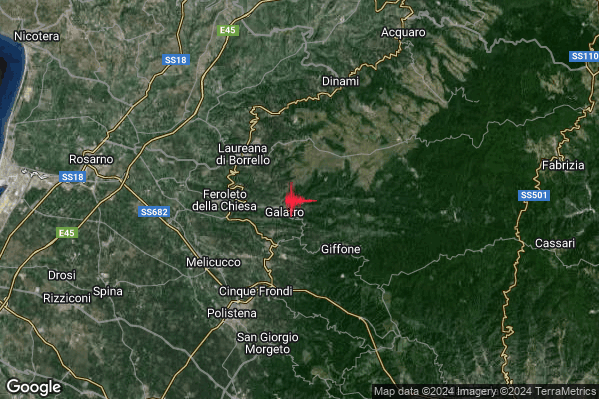 Lieve Terremoto M2.2 epicentro 1 km NE Galatro (RC) alle 14:48:49 (12:48:49 UTC)