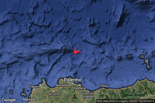 Debole Terremoto M2.6 epicentro Tirreno Meridionale (MARE) alle 20:53:12 (18:53:12 UTC)