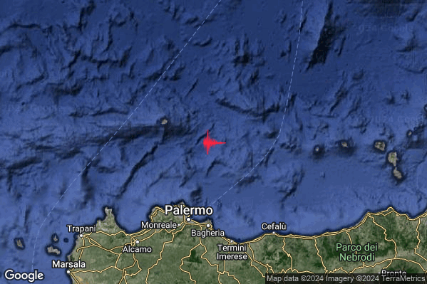 Lieve Terremoto M2.2 epicentro Tirreno Meridionale (MARE) alle 02:28:42 (00:28:42 UTC)