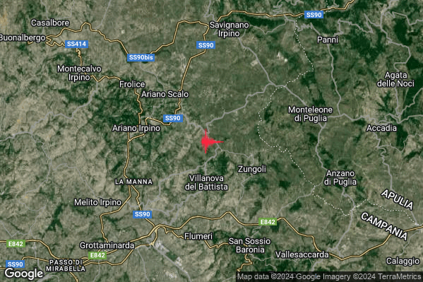 Lieve Terremoto M2.0 epicentro 3 km N Villanova del Battista (AV) alle 03:49:19 (01:49:19 UTC)