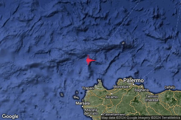 Lieve Terremoto M2.2 epicentro Tirreno Meridionale (MARE) alle 03:52:04 (01:52:04 UTC)