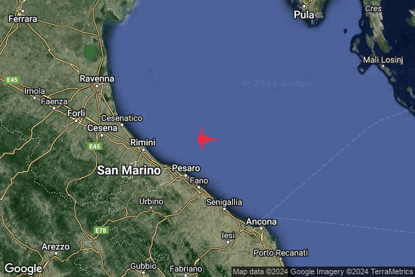 Lieve Terremoto M2.0 epicentro Costa Marchigiana Pesarese (Pesaro-Urbino) alle 16:52:20 (14:52:20 UTC)