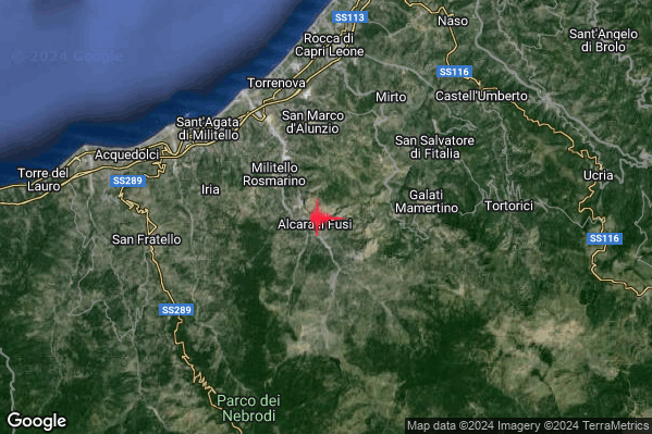 Debole Terremoto M2.4 epicentro 1 km E Alcara li Fusi (ME) alle 16:27:31 (14:27:31 UTC)