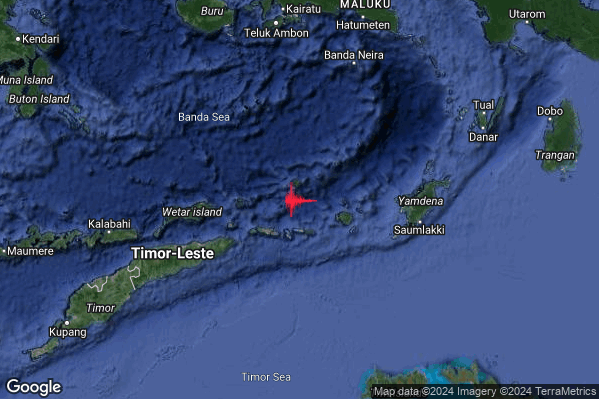 Severo Terremoto M5.5 epicentro Indonesia [Sea] alle 22:32:17 (20:32:17 UTC)