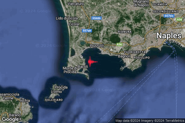 Distinto Terremoto M4.0 epicentro Campi Flegrei alle 13:46:21 (11:46:21 UTC)