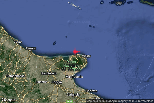 Lieve Terremoto M2.2 epicentro Costa Garganica (Foggia) alle 14:35:45 (12:35:45 UTC)