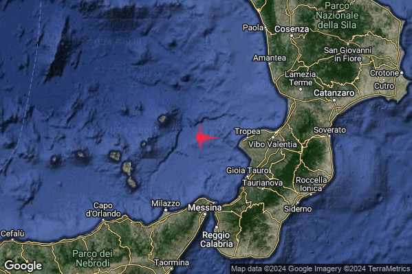 Debole Terremoto M2.3 epicentro Tirreno Meridionale (MARE) alle 02:56:49 (00:56:49 UTC)