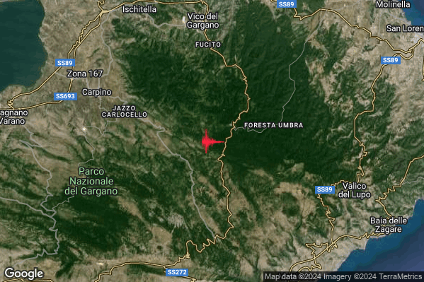 Lieve Terremoto M2.0 epicentro 10 km S Vico del Gargano (FG) alle 21:18:20 (19:18:20 UTC)