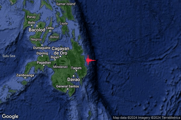 Estremo Terremoto M6.9 epicentro Philippines [Sea] alle 00:23:02 (22:23:02 UTC)