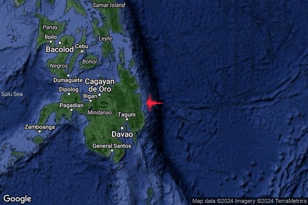 Estremo Terremoto M6.4 epicentro Philippines [Sea] alle 06:20:28 (04:20:28 UTC)