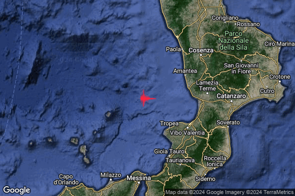 Debole Terremoto M2.4 epicentro Tirreno Meridionale (MARE) alle 20:45:43 (18:45:43 UTC)