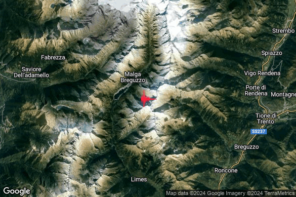 Lieve Terremoto M2.2 epicentro 11 km NW Sella Giudicarie (TN) alle 01:39:50 (23:39:50 UTC)