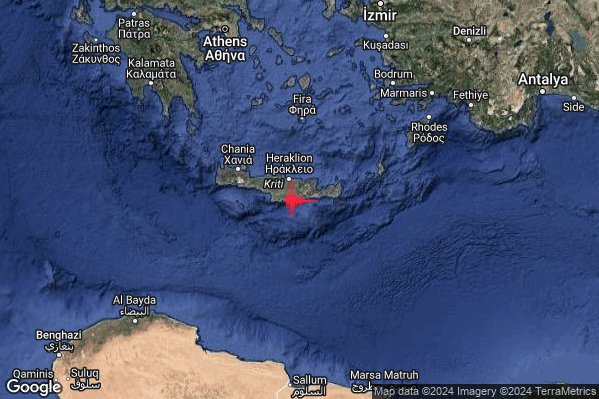 Forte Terremoto M5.1 epicentro Crete Greece [Sea: Greece] alle 10:24:02 (08:24:02 UTC)