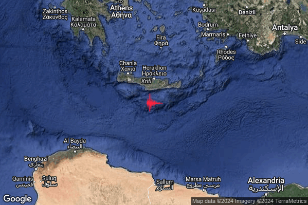 Forte Terremoto M4.8 epicentro Crete Greece [Sea: Greece] alle 10:47:59 (08:47:59 UTC)