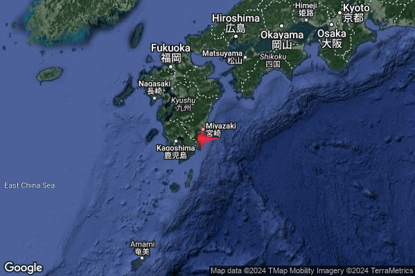 Estremo Terremoto M7.1 epicentro Kyushu Japan [Sea: Japan] alle 09:42:54 (07:42:54 UTC)