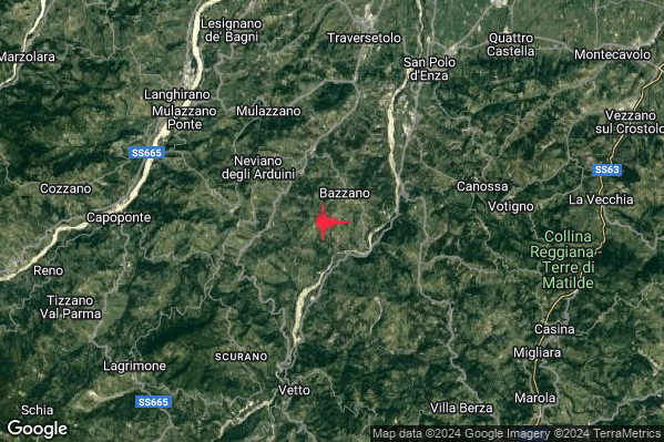 Lieve Terremoto M2.0 epicentro 4 km SE Neviano degli Arduini (PR) alle 18:09:54 (16:09:54 UTC)