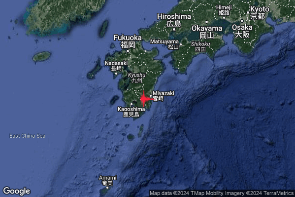Severo Terremoto M5.6 epicentro Kyushu Japan [Land: Japan] alle 21:23:32 (19:23:32 UTC)