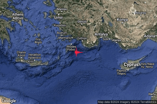 Intenso Terremoto M4.5 epicentro Turkey [Sea] alle 10:51:54 (08:51:54 UTC)