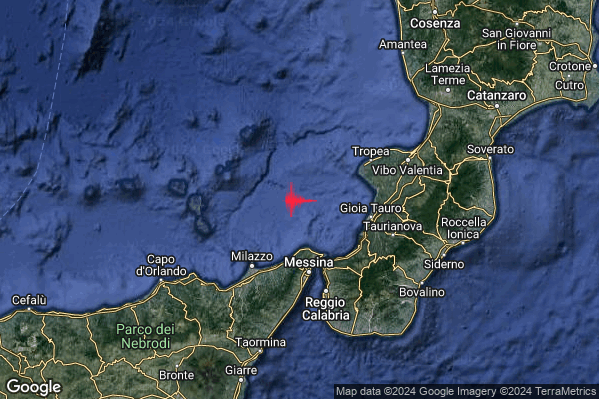 Lieve Terremoto M2.1 epicentro Tirreno Meridionale (MARE) alle 07:48:40 (05:48:40 UTC)