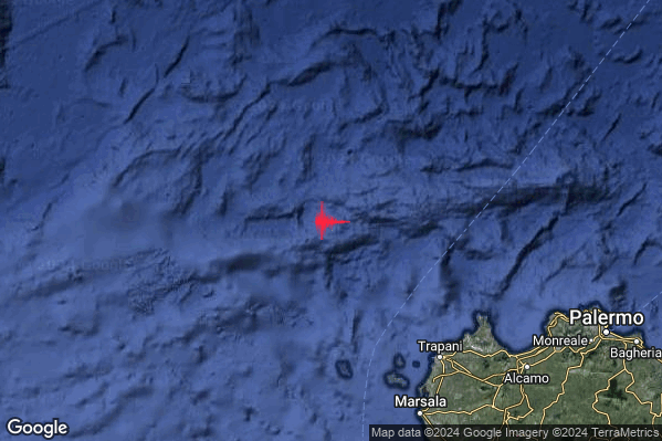 Leggero Terremoto M2.9 epicentro Tirreno Meridionale (MARE) alle 22:53:14 (20:53:14 UTC)