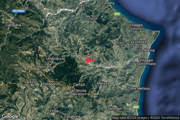 Lieve Terremoto M2.1 epicentro 5 km NE Carfizzi (KR) alle 16:56:18 (14:56:18 UTC)