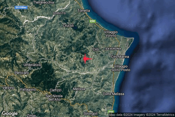 Lieve Terremoto M2.0 epicentro 2 km SW Ciro (KR) alle 06:50:48 (04:50:48 UTC)