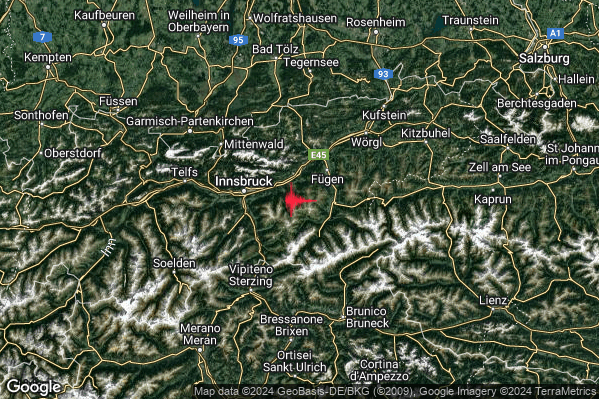 Debole Terremoto M2.6 epicentro Confine Austria-Germania (AUSTRIA GERMANIA) alle 15:56:35 (13:56:35 UTC)