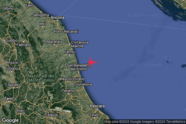 Leggero Terremoto M3.0 epicentro Costa Marchigiana Picena (Ascoli Piceno) alle 15:05:37 (13:05:37 UTC)