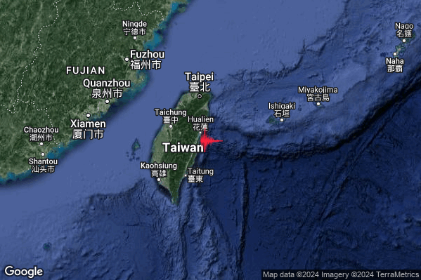 Violento Terremoto M6.2 epicentro Taiwan [Sea] alle 01:35:57 (23:35:57 UTC)