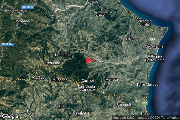 Lieve Terremoto M2.0 epicentro 4 km N Carfizzi (KR) alle 05:21:23 (03:21:23 UTC)