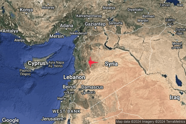 Forte Terremoto M4.8 epicentro Jordan - Syria region [Land: Syria] alle 12:15:41 (10:15:41 UTC)