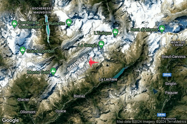 Lieve Terremoto M2.0 epicentro 6 km NE Bionaz (AO) alle 13:45:56 (11:45:56 UTC)