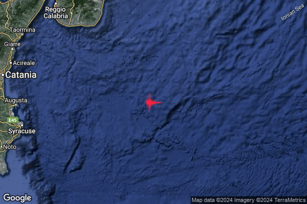 Debole Terremoto M2.7 epicentro Mar Ionio Meridionale (MARE) alle 17:20:11 (15:20:11 UTC)