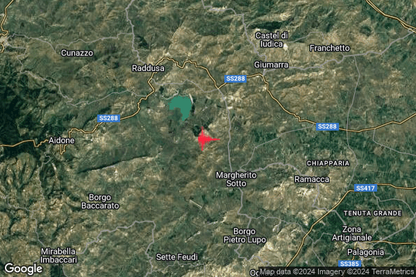 Leggero Terremoto M3.2 epicentro 8 km SE Raddusa (CT) alle 18:21:39 (16:21:39 UTC)