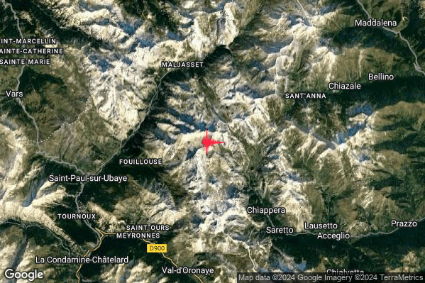 Lieve Terremoto M2.1 epicentro 12 km NW Acceglio (CN) alle 08:51:46 (06:51:46 UTC)