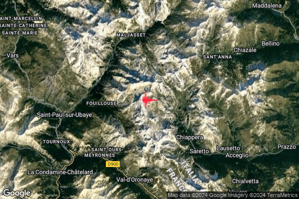 Debole Terremoto M2.3 epicentro 12 km NW Acceglio (CN) alle 11:29:27 (09:29:27 UTC)